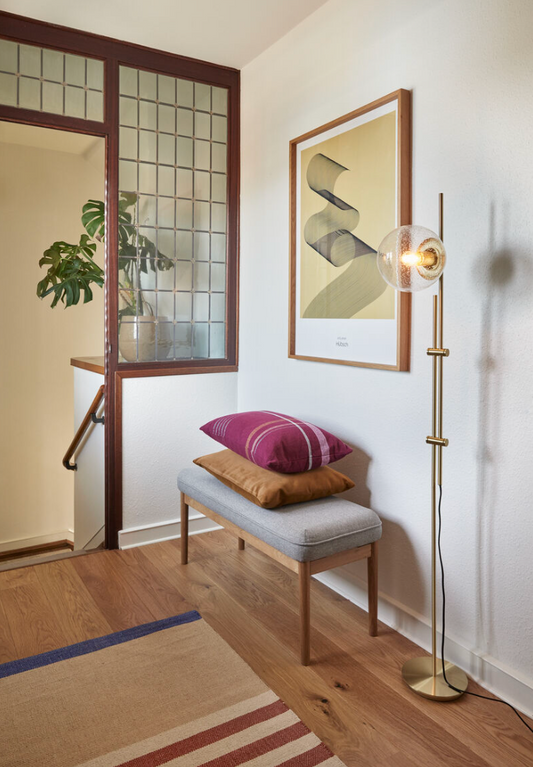 Hübsch Bubble Gulvlampe Klar/Messingfarve