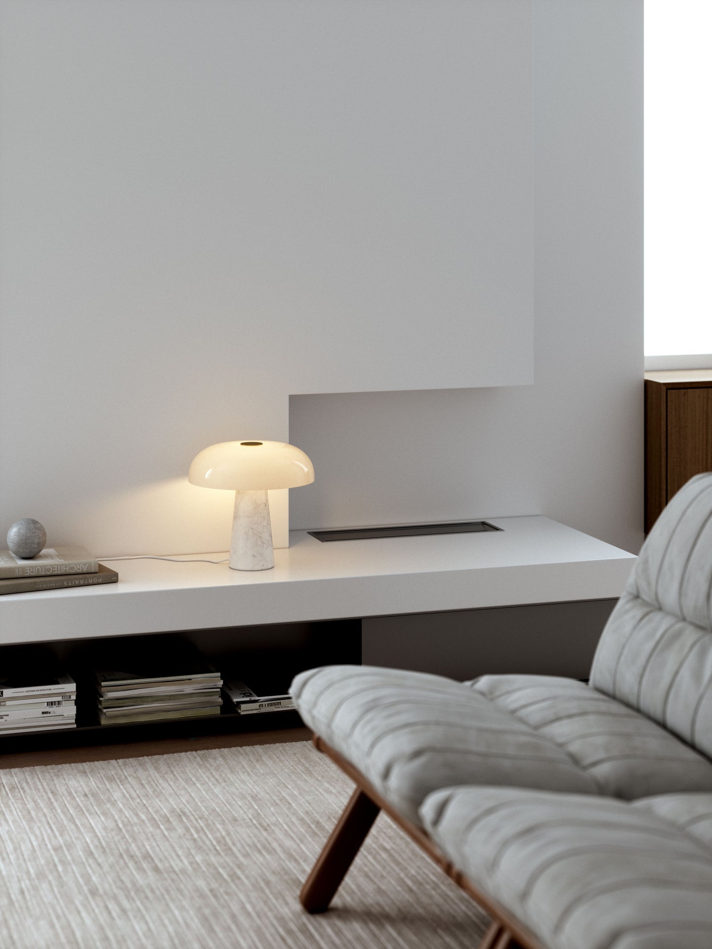 Glossy Bordlampe Opal hvid