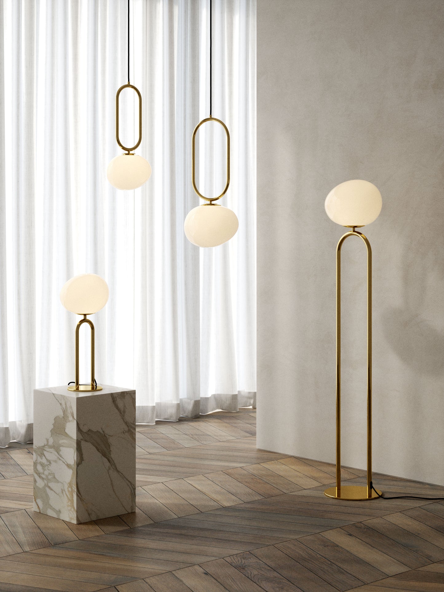 Shapes Gulvlampe Messing