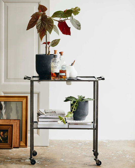 NORDAL TONE RULLEBORD I JERN M/SORTE GLASHYLDER