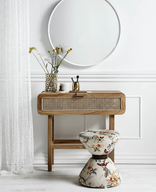 NORDAL MERGE KONSOLBORD I TEAKTRÆ MED GLAS