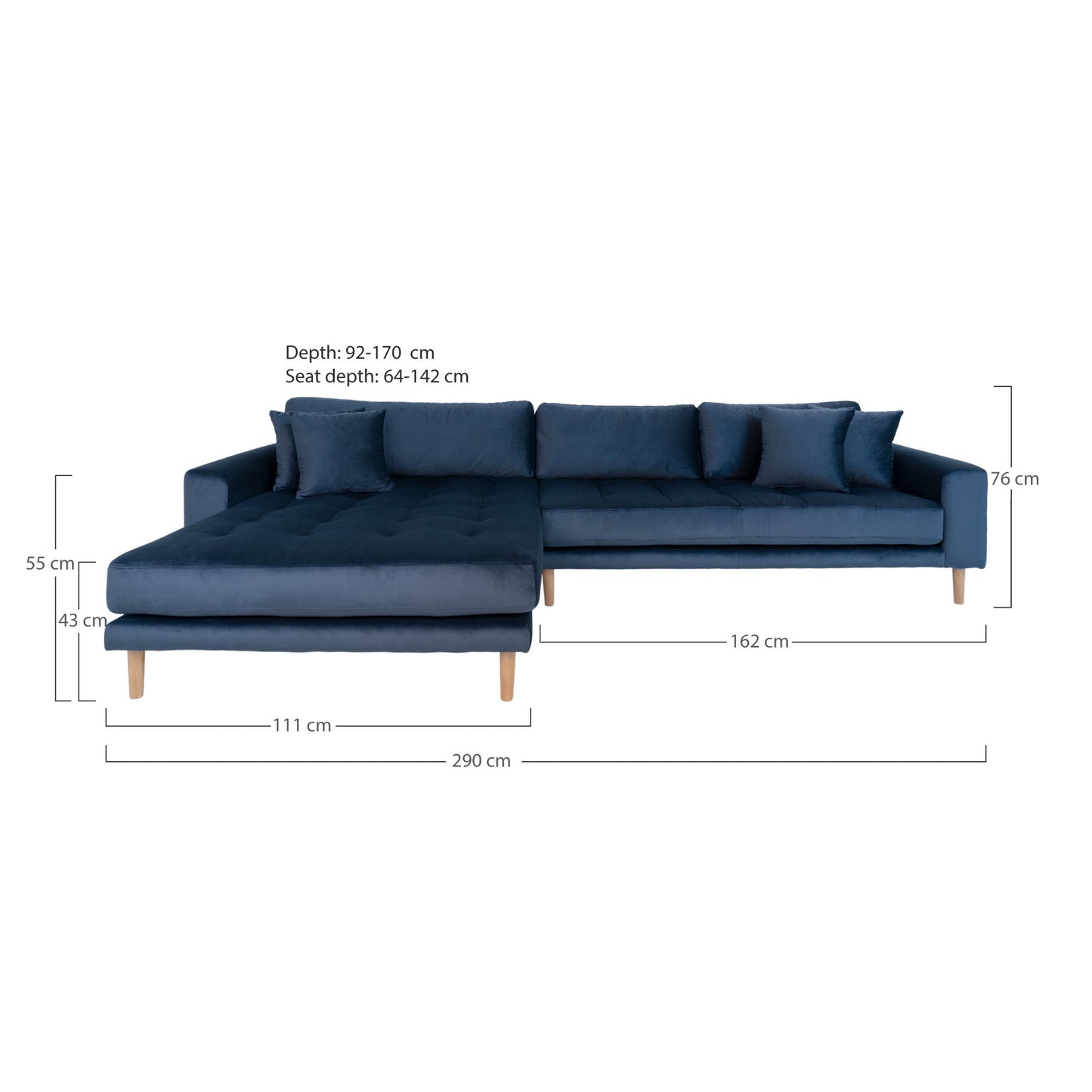 HOUSE NORDIC LIDO LOUNGE SOFA MØRKEBLÅ VELOUR