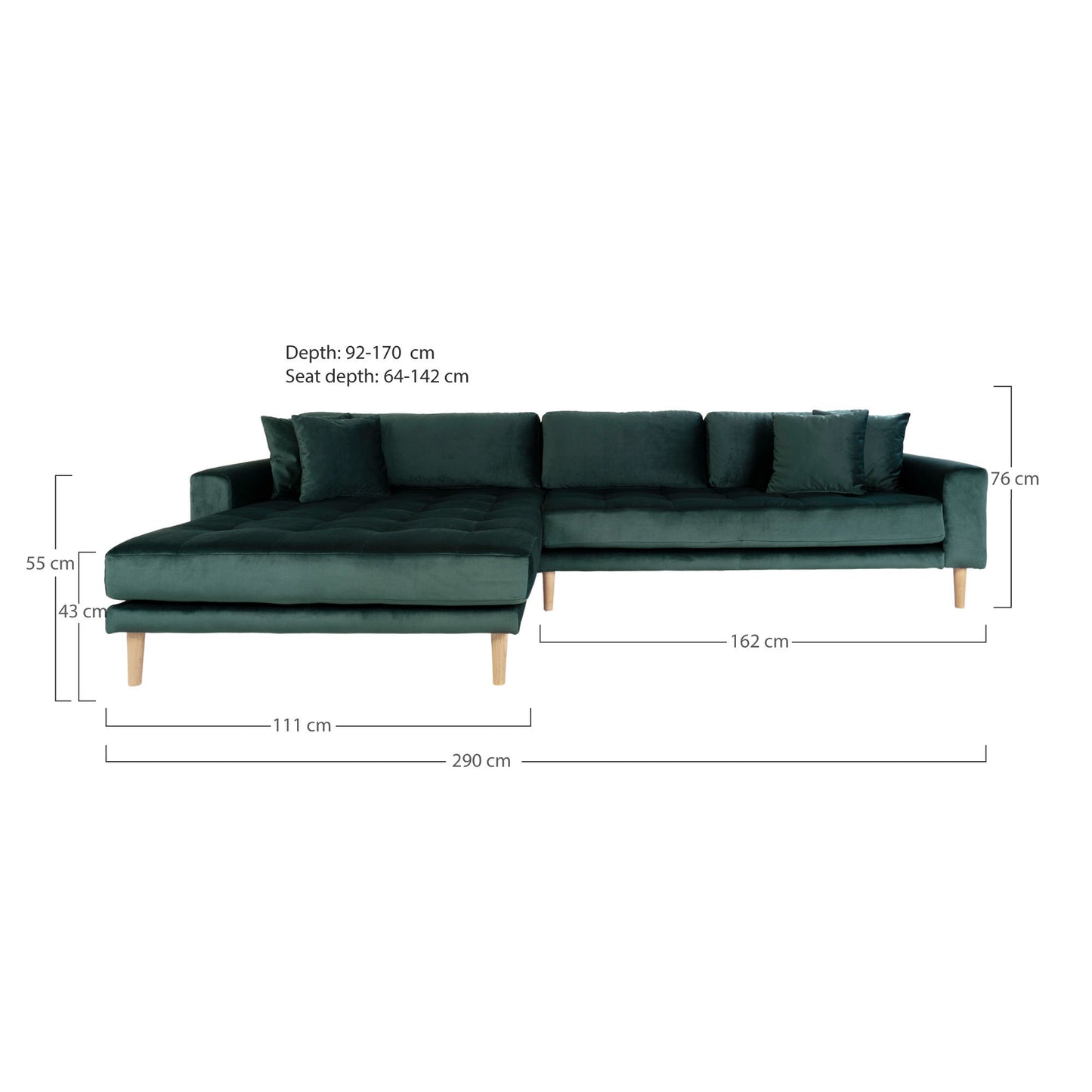 HOUSE NORDIC LIDO LOUNGE SOFA MØRKEGRØN VELOUR