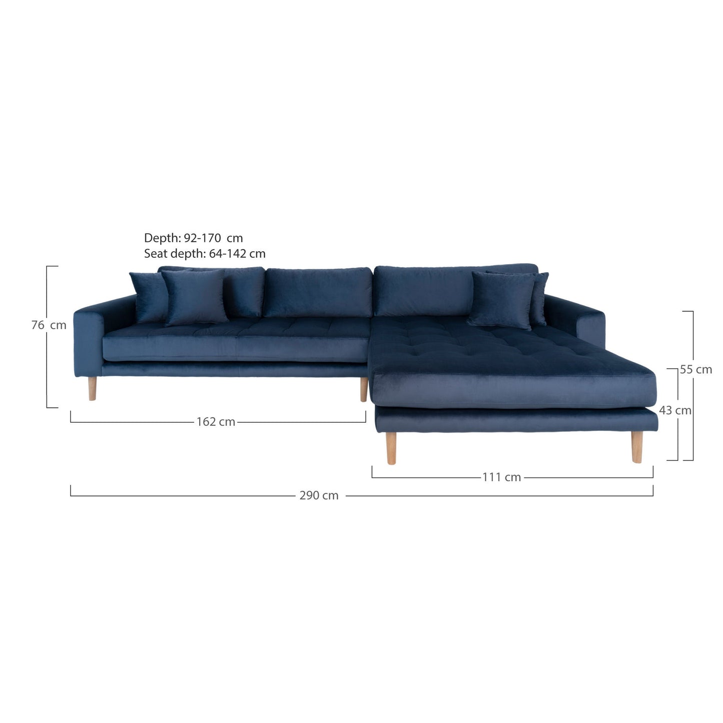 HOUSE NORDIC LIDO LOUNGE SOFA MØRKEBLÅ VELOUR