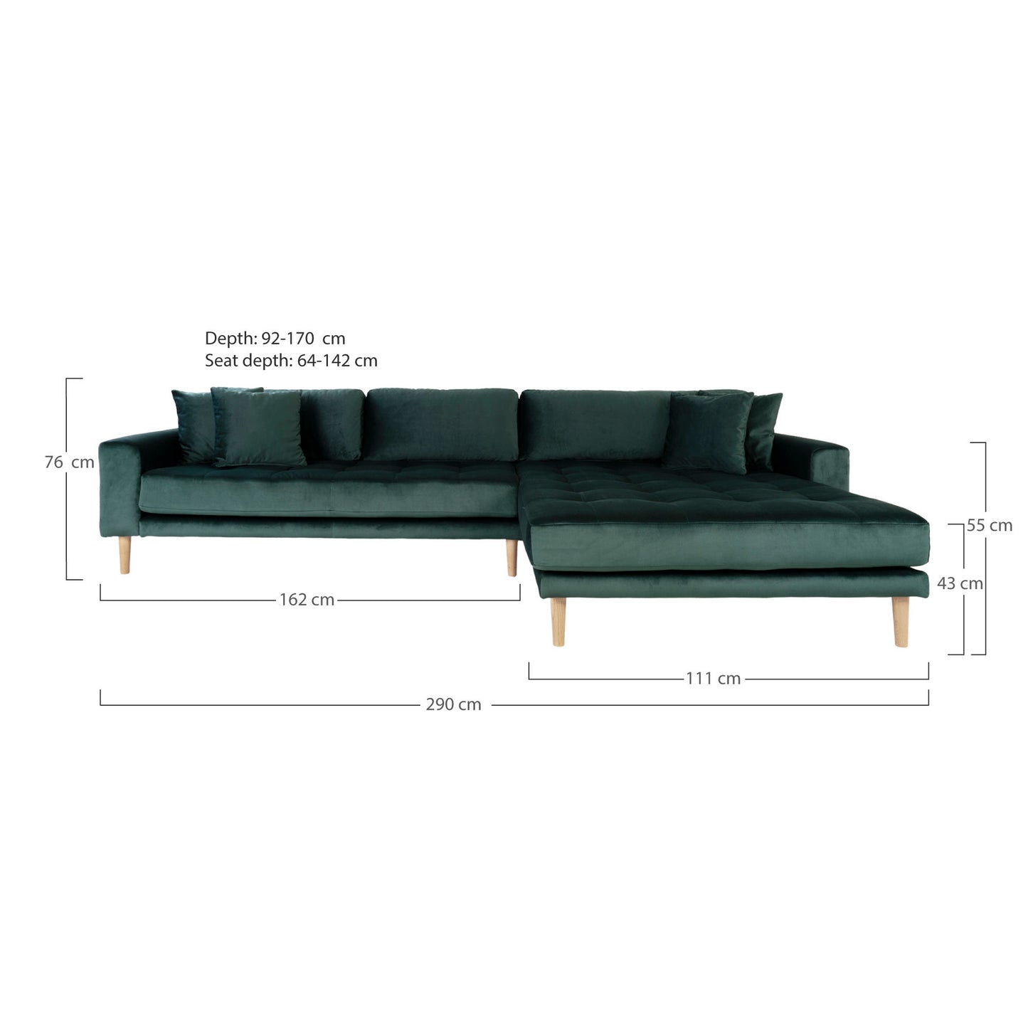 HOUSE NORDIC LIDO LOUNGE SOFA MØRKEGRØN VELOUR