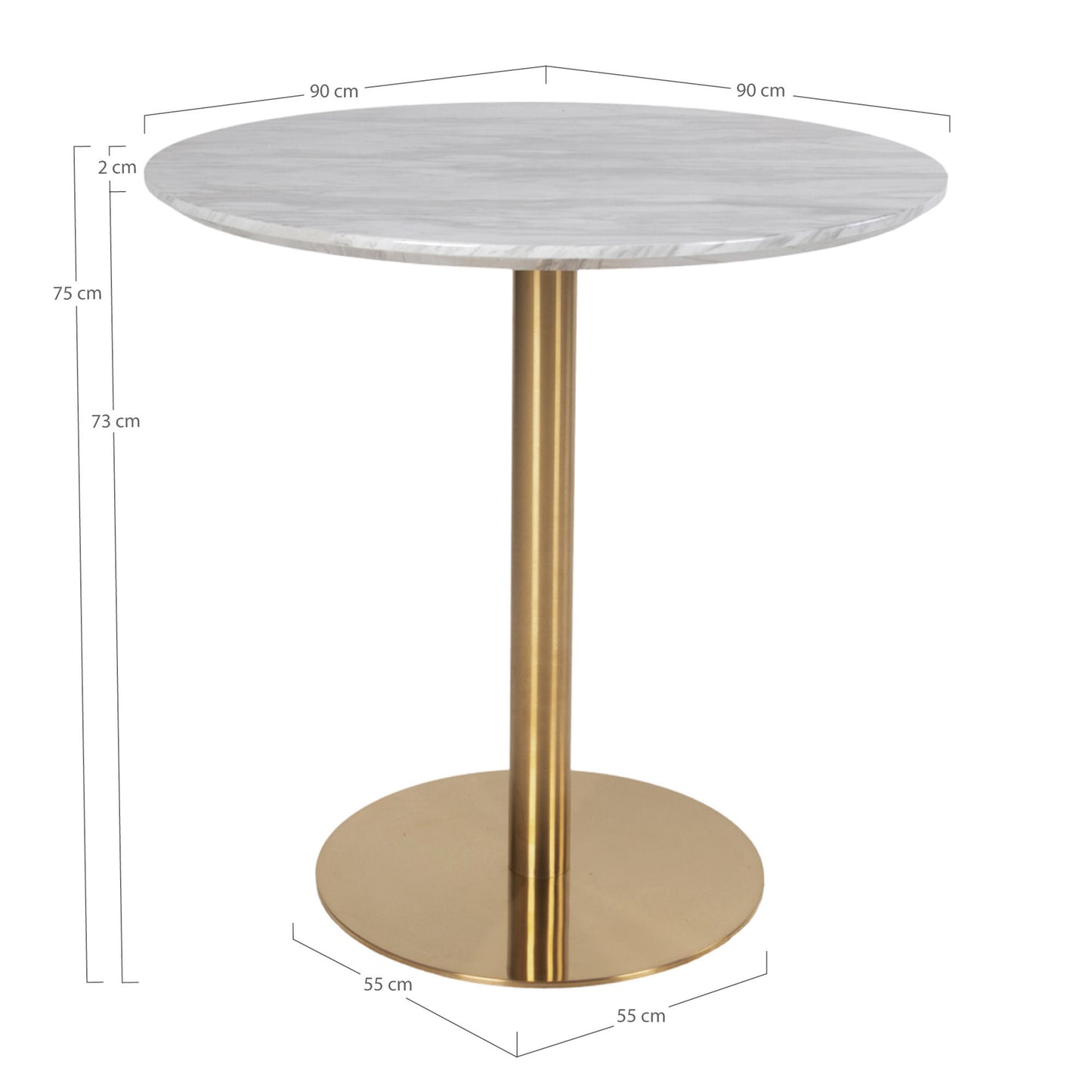 HOUSE NORDIC BOLZANO SPISEBORD Ø90 MESSING