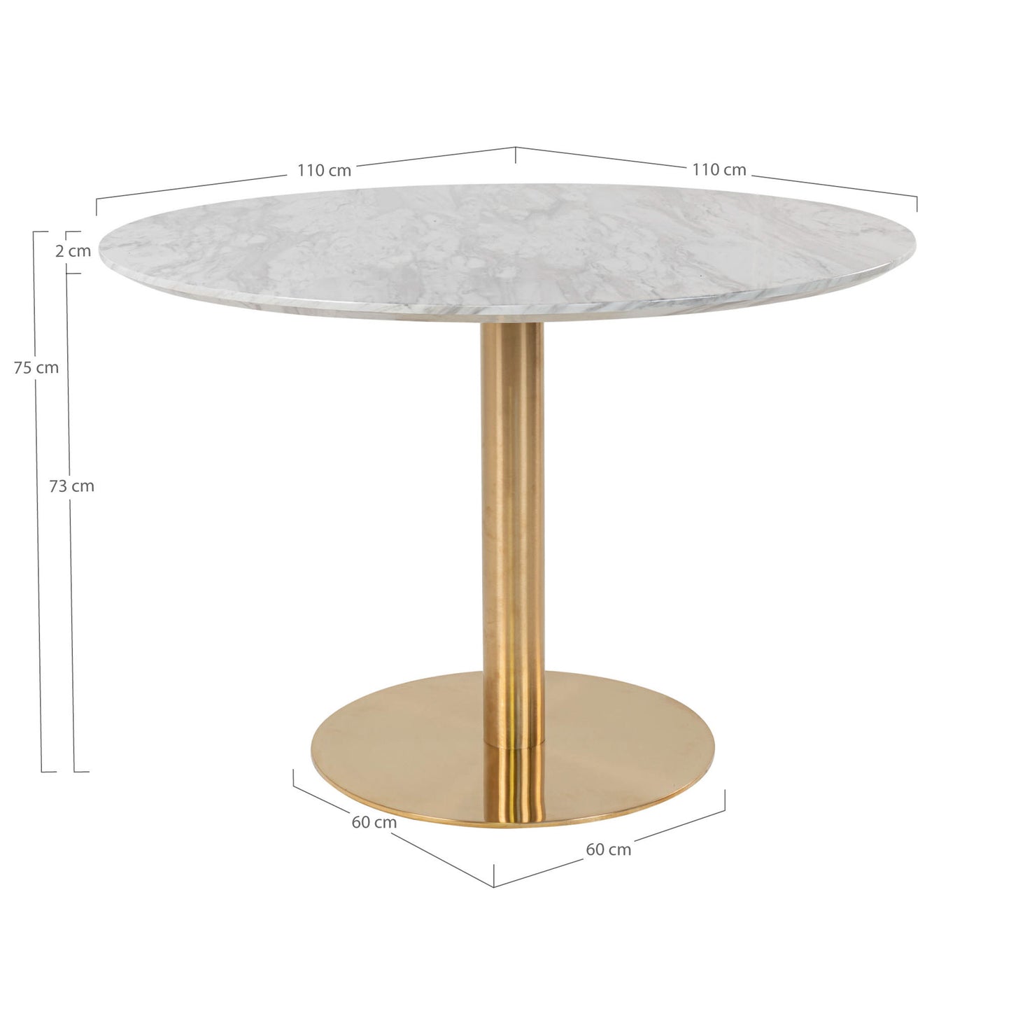 HOUSE NORDIC BOLZANO SPISEBORD Ø110 MESSING
