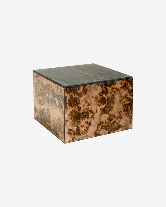 NORDAL OKA SOFABORD I ANTIK SPEJLGLAS M/STENPLADE